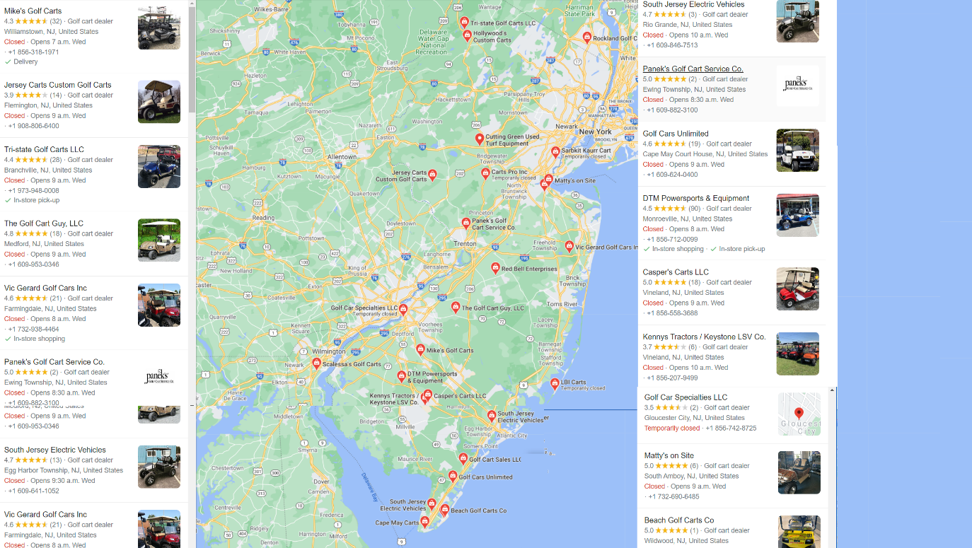 New Jersey Golf Cart Map